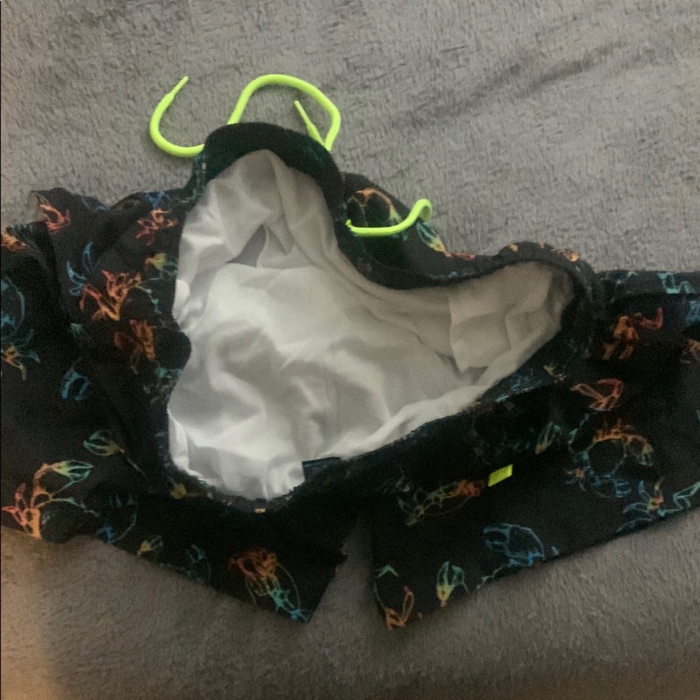 Crab Pattern Swim Shorts with Neon Drawstring - Picture 3 of 3